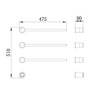 Полотенцесушитель электрический Raglo R350.51.03 47 см встраиваемый сенсорный с терморегулятором золотой сатин